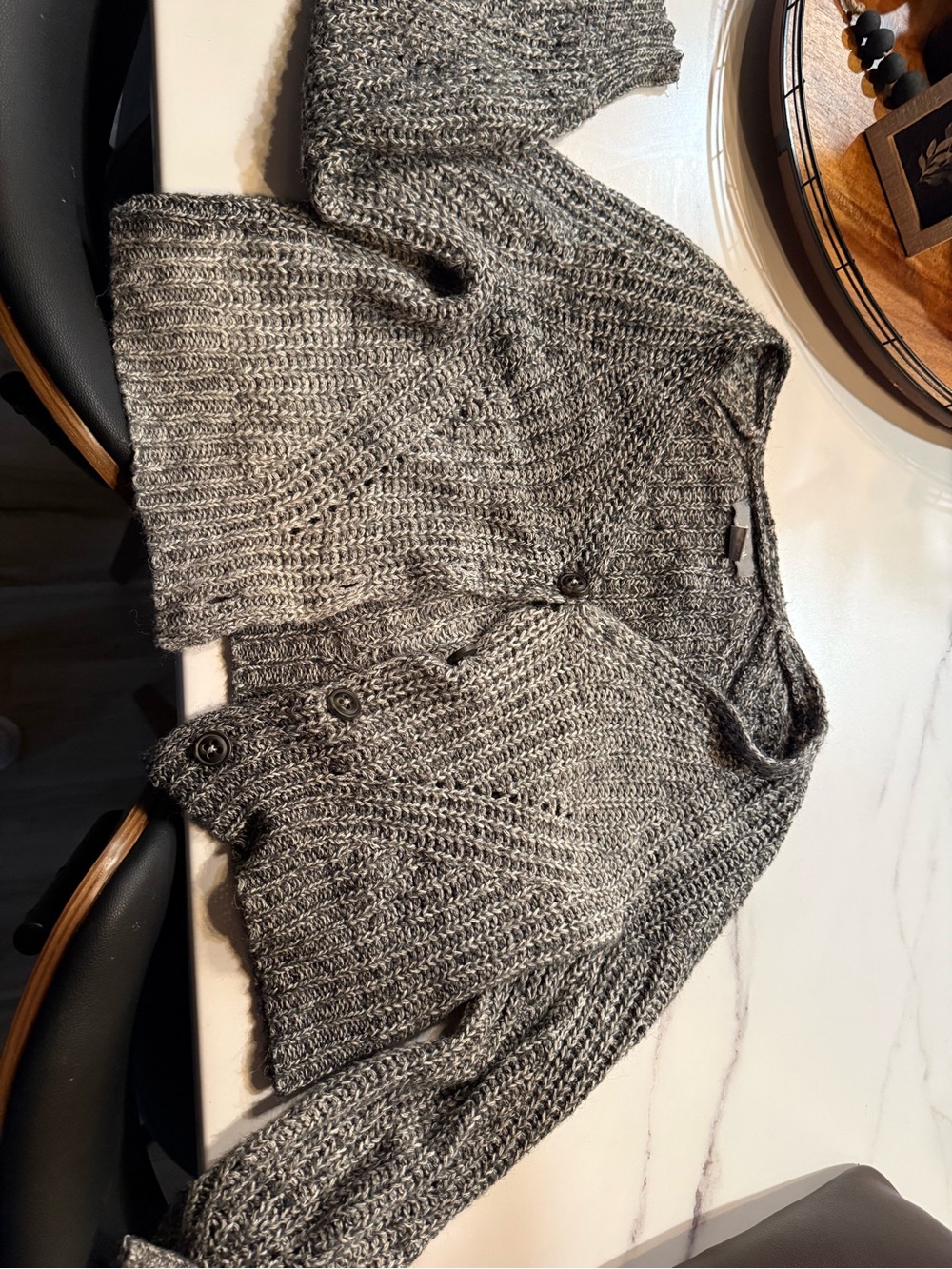 Gray Chunky Knit Women's Cardigan Sweater